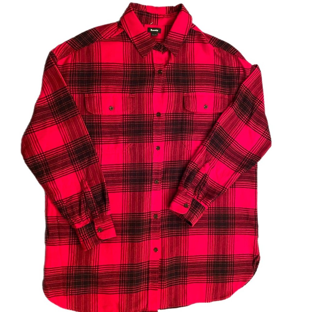 Red and Black Checkered Roots Flannel - Men's XL Park Plaid